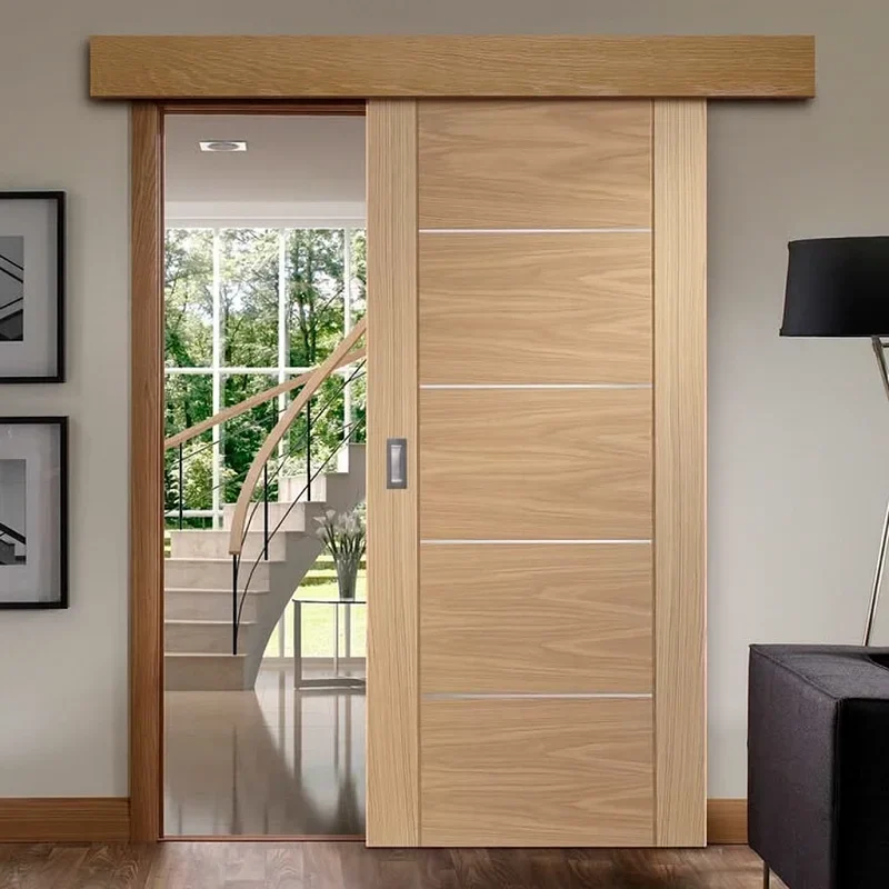 Sliding door on wall track